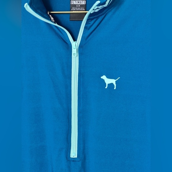 EUC Victoria’s Secret PINK Ultimate Quarter Zip Pullover Teal Blue Size Small - Picture 4 of 10